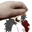 a cartoon character is wearing a hat and holding a red object .