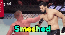 a fighter is being smashed by another fighter in a boxing match