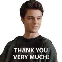 a young man says thank you very much in a sticker