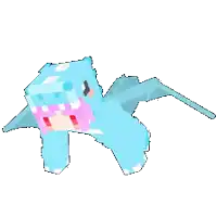 a pixel art of a shark with a pink face