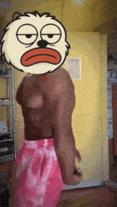 a man with a cartoon face on his head