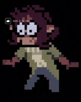 a pixel art of a person with the words made with pika