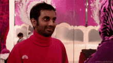 Red Turtle Neck Aziz Ansari GIF - Turtle Neck Parks And Rec Parks And Recreation GIFs