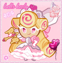 a cartoon drawing of a girl with a swirl in her hair and the words hello lovely written on the bottom