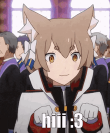 a cartoon character with a cat 's ears and the number 3 on her chest