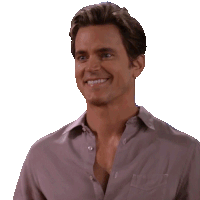 a man wearing a purple shirt is smiling with his shirt open