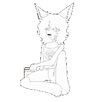 a black and white drawing of a person sitting down