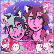 a picture of two anime characters with the words imoyama monday on the bottom