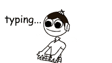 a black and white drawing of a person with the word typing written on the bottom