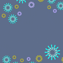 a blue background with fireworks and arabic writing