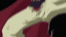a close up of a person 's arm against a red cloth