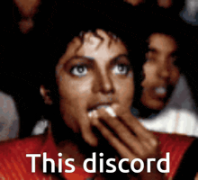 a close up of a person with the words this discord written on the bottom