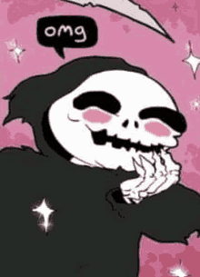 Omg Reaper Skull Goth Cute Scythe Death Bashful Blushing GIF