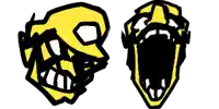 a drawing of a skull with a mouth open