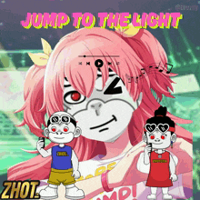 a cartoon drawing of a girl and a boy with the words jump to the light