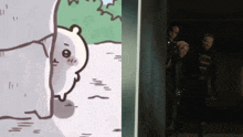 a drawing of a bear with a face that says " i "