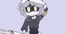 a cartoon drawing of a woman with a mask on