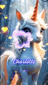 a unicorn with the name charlotte written on it