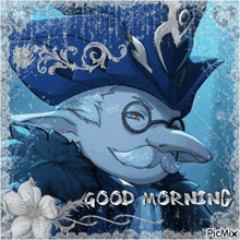 a picture of a cartoon character with the words good morning