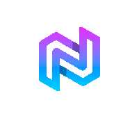 a purple and blue logo with the letter n on it