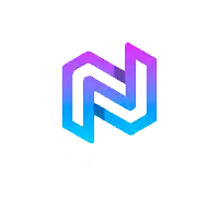 a purple and blue logo with the letter n on it