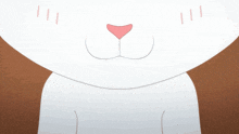 a close up of a white cat 's nose with a pink nose ring