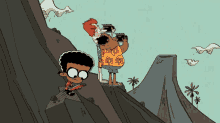 a cartoon of a man taking a picture of another man with a camera