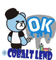 a cartoon of a teddy bear spraying the word ok