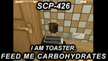 a screenshot of a game called scp-426 shows a toaster