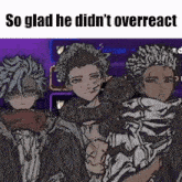 a group of anime characters are standing next to each other and one of them is holding a snake .
