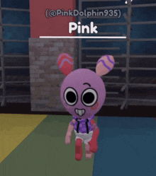 a cartoon character with the name pink on the top