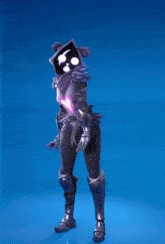 a video game character with a purple heart on her chest is holding two guns