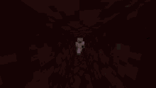 a sheep is walking through a dark cave in a video game .