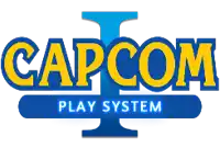 a logo for capcom ii play system is shown on a white background