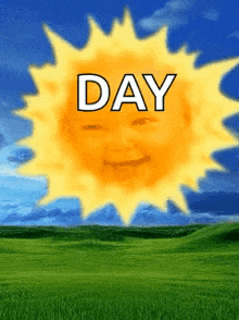 a picture of a smiling sun with the words day above it
