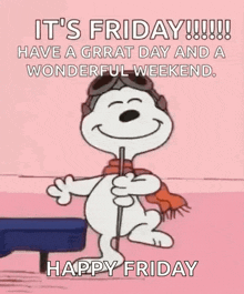 snoopy is wearing a helmet and scarf and holding a stick .