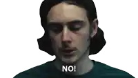a man in a green shirt says no