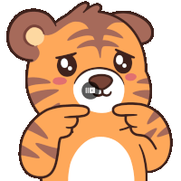 a cartoon of a tiger with a video playing on its nose