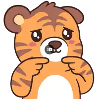 a cartoon of a tiger with a video playing on its nose
