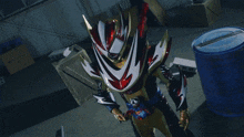 a robot with a red light coming out of it