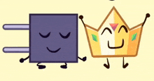 two cartoon characters are standing next to each other and one has a crown on his head .