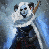a painting of a woman with horns holding a guitar