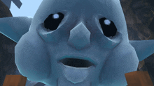 a close up of a cartoon character 's face with its mouth open