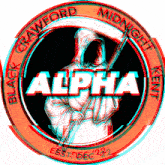 a logo for alpha midnight kent shows a grim reaper