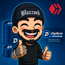 a cartoon character wearing a beanie that says blazzard