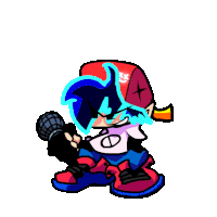 a cartoon character is holding a microphone and wearing a red hat with a cross on it .