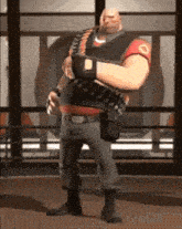 a cartoon character from team fortress 2 is standing in a room .