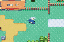 a screenshot of a video game shows a route 117 sign