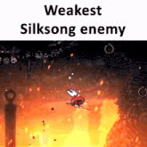 a video game with the words " weakest silksong enemy "
