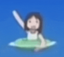 a blurry picture of a cartoon character floating in a circle .